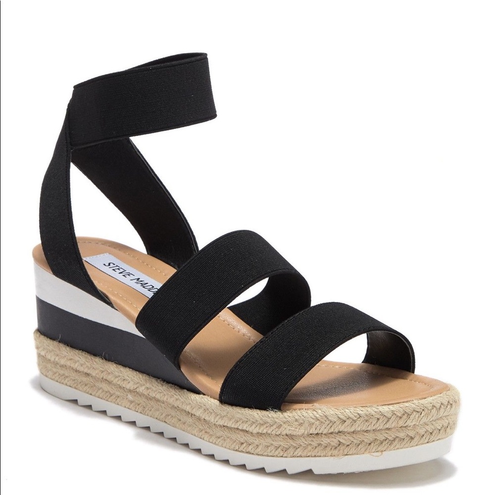 Steve Madden Jumper Platform Ankle Strap Sandal, Black, Size 5